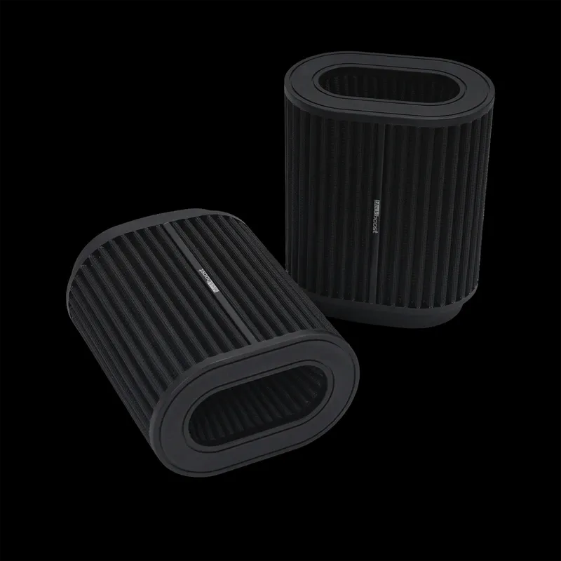 BlackBoost Twin Flow Synthetic Dry Air Filters, oval (4.3" x 196mm) V1 – Set of 2 | for universal intake systems – 2